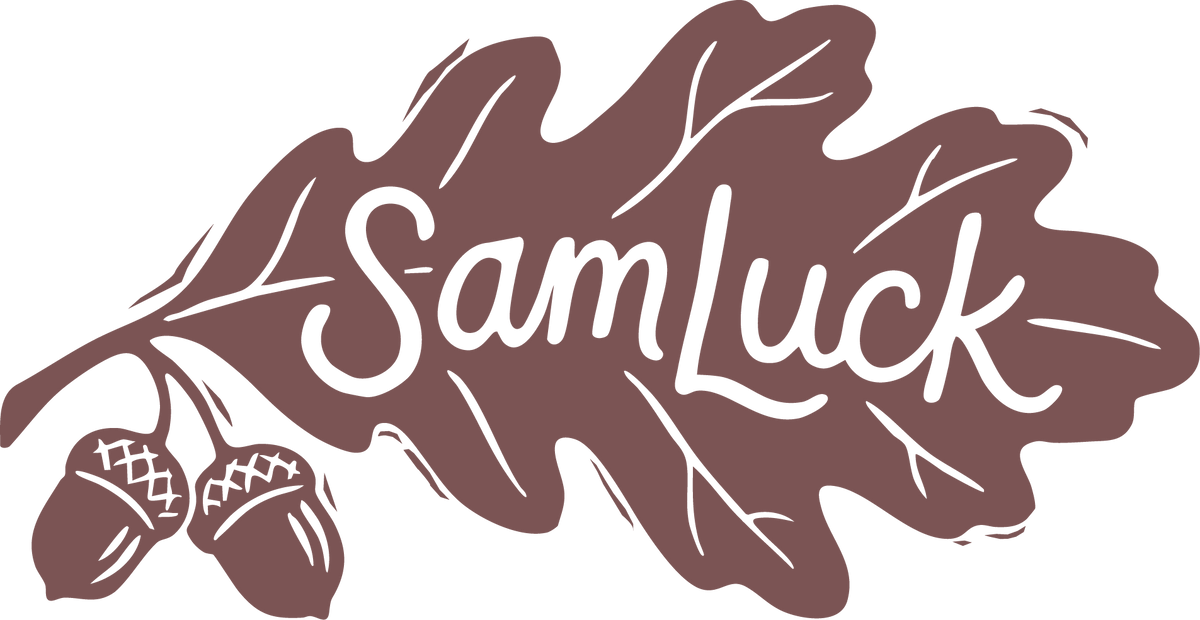 Sam Luck logo, handmade linocut artist based in Hampshire, UK