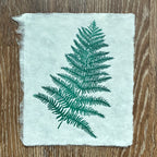 SECOND SALE – Forest green fern original linocut print