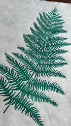 SECOND SALE – Forest green fern original linocut print