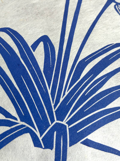 British bluebell linocut print detail of texture.