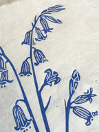English bluebell linocut print close up detail of texture.