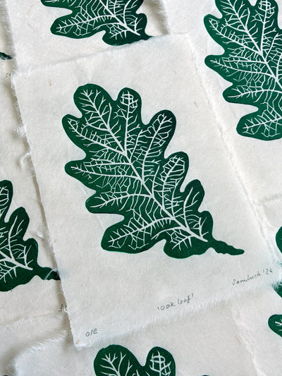 Oak leaf print, thoughtful art gift for gardeners and nature lovers.