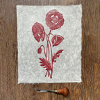 Wild Poppies Botanical Linocut Print 10x12 – Handmade Nature Wall Art UK