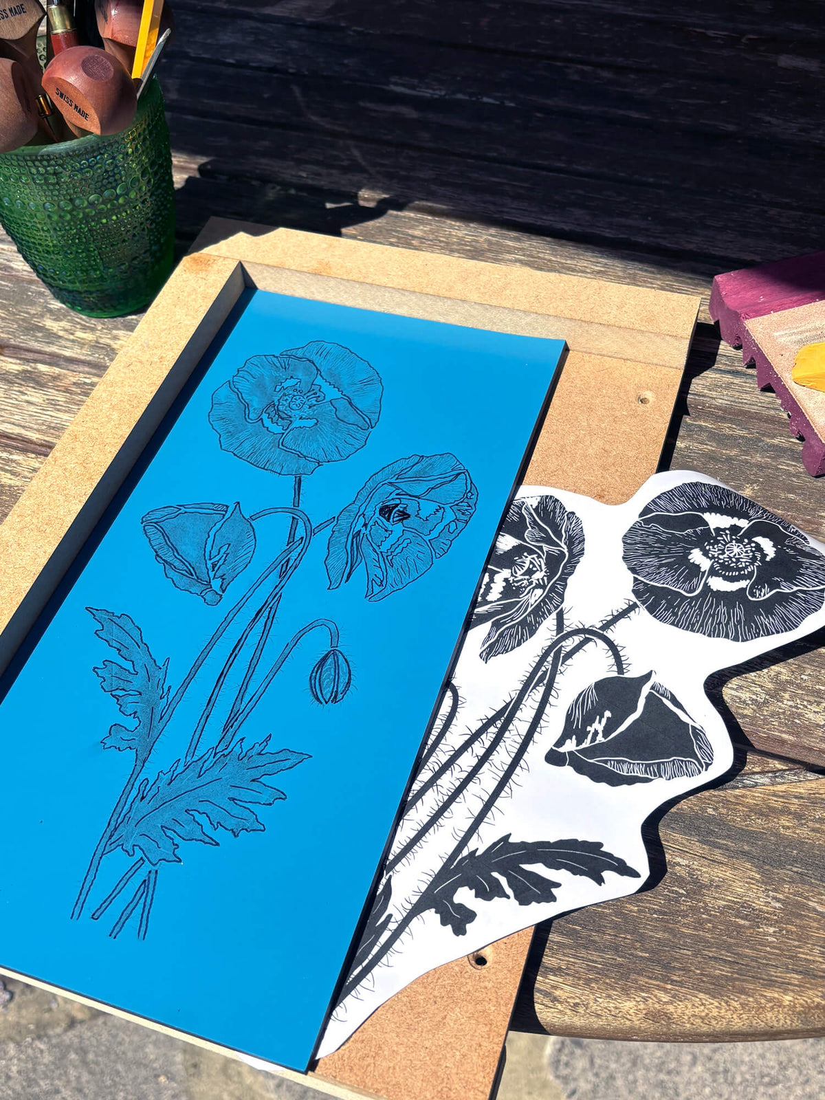 Wild Poppies Linocut Print