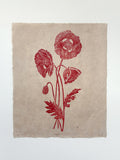 Wild Poppies Botanical Linocut Print 10x12 – Handmade Nature Wall Art UK